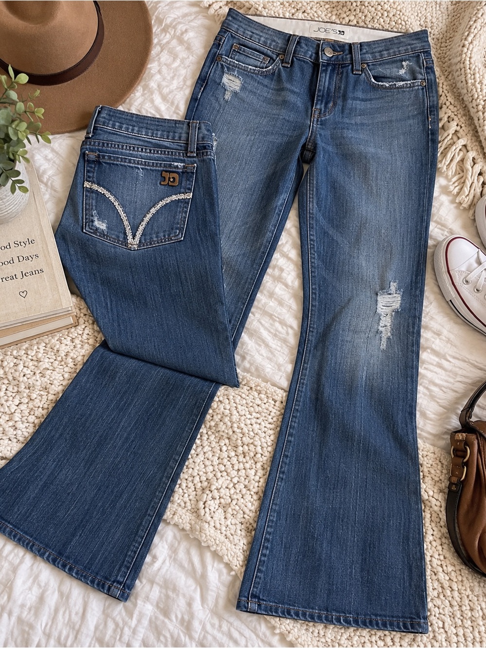 Joe’s Jeans W31 Distressed Bootcut Flare Jeans Y2K 100% Cotton Made USA